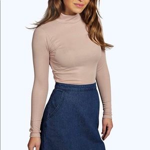 Petite Tanya Long Sleeve Rib Turtle Neck Top